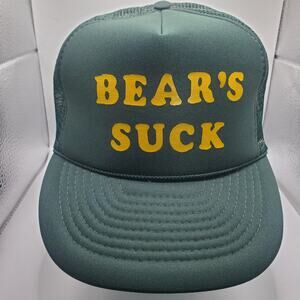 Vintage Otto Trucker Hat Snapback Mesh Foam Front Green Gold “Bear’s Suck” Cap